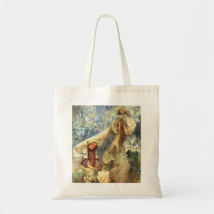 Alphonse Mucha Madonna av liljatotot hänger lös Tygkasse