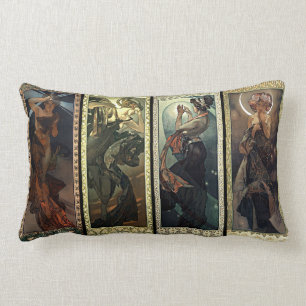 Alphonse Mucha månen och stjärnorna dämpar Lumbarkudde