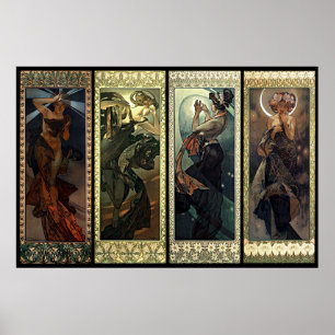 Alphonse Mucha månen och stjärnorna Poster