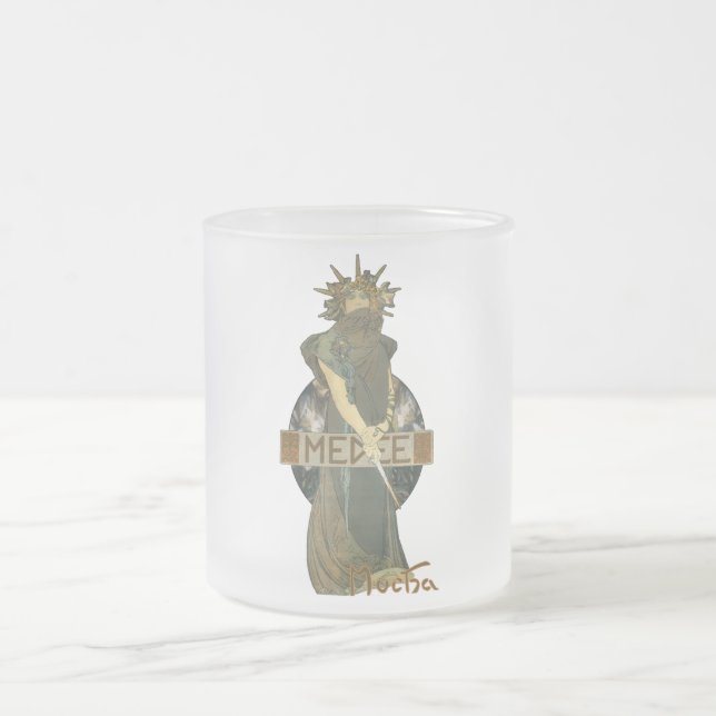 Alphonse Mucha Medee (1898) frostade Glass mugg (Center)