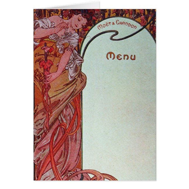 Alphonse Mucha Menu OBS Kort (Framsidan)