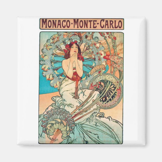Alphonse Mucha Monaco, Monte-Carlo, 1897 Magnet (Framsidan)