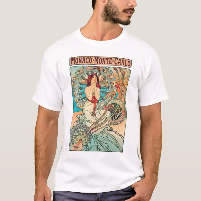 Alphonse Mucha Monaco, Monte - carlo, 1897 Tee Shirt (Framsida)