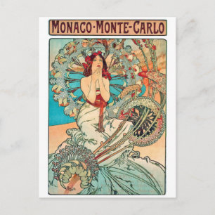 Alphonse Mucha Monaco, Monte-Carlo, 1897 Vykort