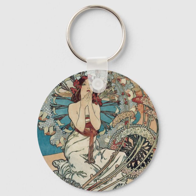 Alphonse Mucha ~ Monaco Monte Carlo Art nouveau Nyckelring (Framsida)