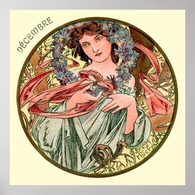 Alphonse Mucha Month of December Poster (Framsidan)