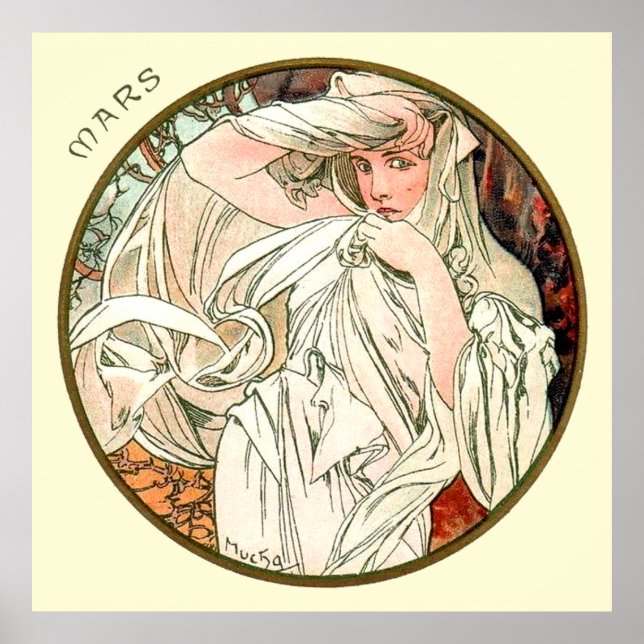 Alphonse Mucha Month of March Poster (Framsidan)