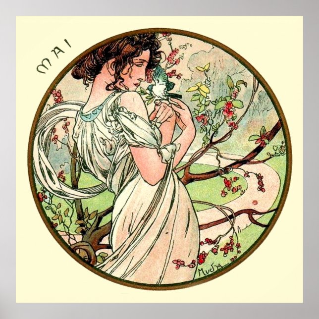 Alphonse Mucha Month of May Poster (Framsidan)