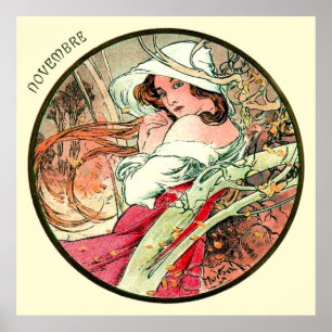 Alphonse Mucha Month of November Poster