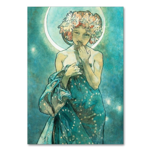 Alphonse Mucha Moonlight Clair De Lune Art nouveau Bordsnummer (Framsidan)
