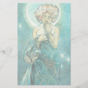 Alphonse Mucha Moonlight Clair De Lune Art nouveau Brevpapper