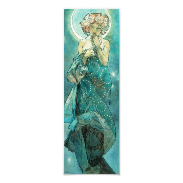 Alphonse Mucha Moonlight Clair De Lune Art nouveau Fototryck (Framsidan)