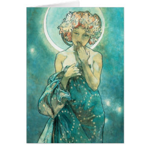 Alphonse Mucha Moonlight Clair De Lune Art nouveau Hälsningskort