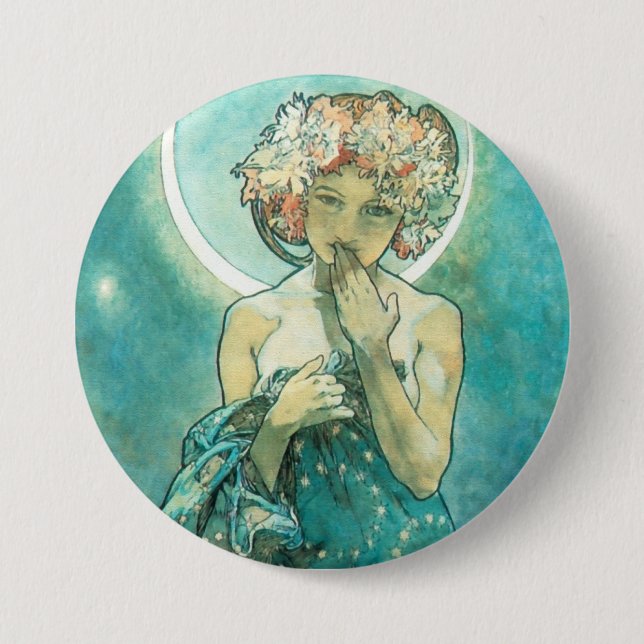 Alphonse Mucha Moonlight Clair De Lune Art nouveau Knapp (Framsida)