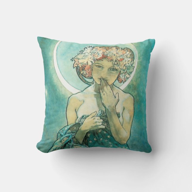 Alphonse Mucha Moonlight Clair De Lune Art nouveau Kudde (Framsida)