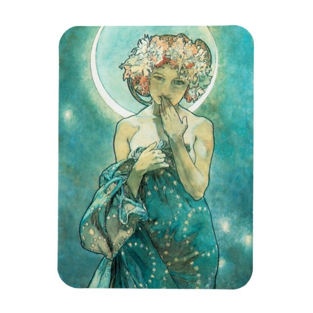 Alphonse Mucha Moonlight Clair De Lune Art nouveau Magnet (Vertikal)