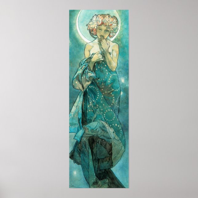 Alphonse Mucha Moonlight Clair De Lune Art nouveau Poster (Framsidan)