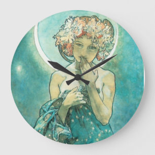 Alphonse Mucha Moonlight Clair De Lune Art nouveau Stor Klocka
