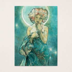 Alphonse Mucha Moonlight Clair De Lune Art nouveau Visitkort