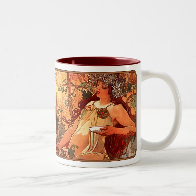 Alphonse Mucha Nouveau Autumn Dam Coffee Kopp Mugg (Höger)