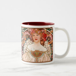 Alphonse Mucha Nouveau Dam Coffee Mugg i Pinks