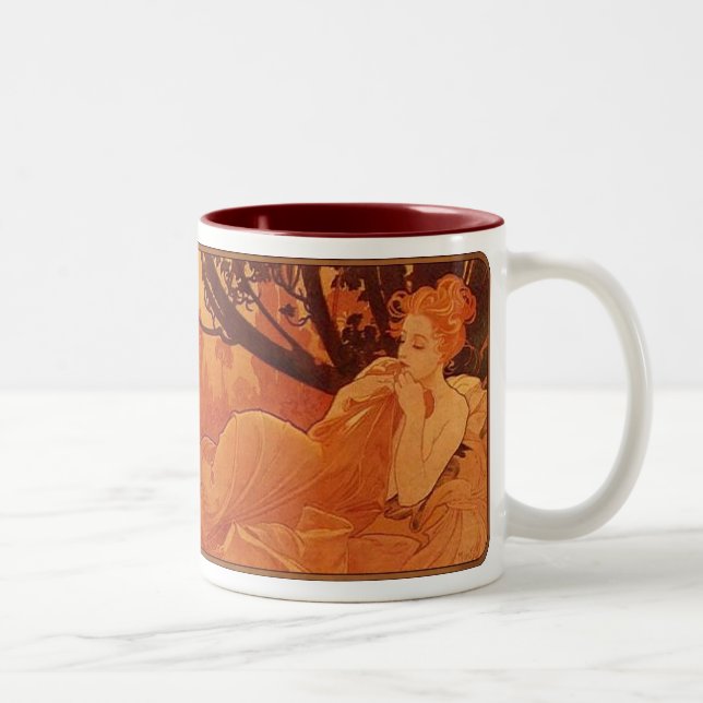 Alphonse Mucha Nouveau Reclining Dam Coffee Mugg (Höger)
