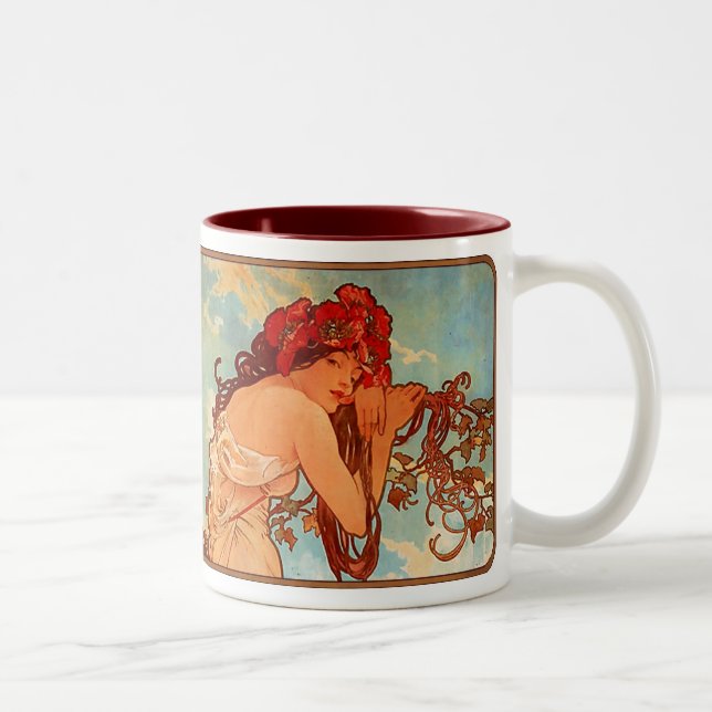 Alphonse Mucha Nouveau Summer Dam Coffee Kopp Mugg (Höger)