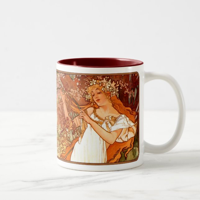 Alphonse Mucha Nouveau Vår Dam-kaffe Kopp Mugg (Höger)