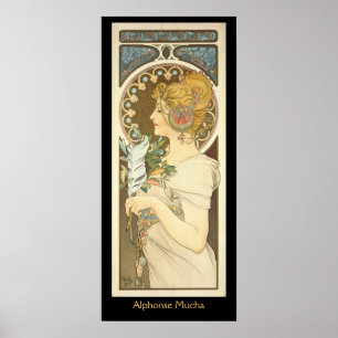Alphonse Mucha Painting på svart Poster