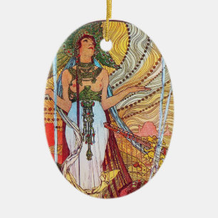 Alphonse Mucha Peacock art Julgransprydnad Keramik
