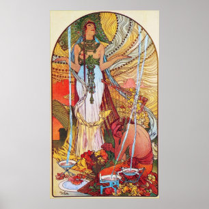 Alphonse Mucha Peacock art Poster