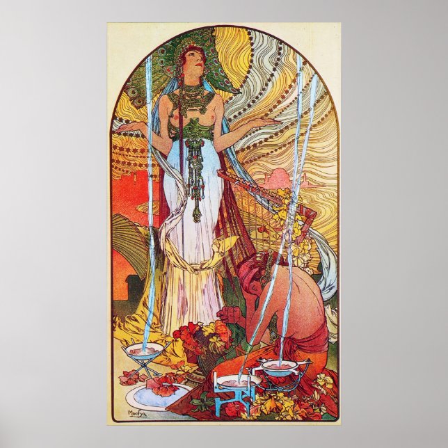 Alphonse Mucha Peacock art Poster (Framsidan)