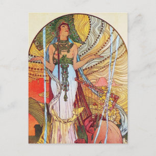 Alphonse Mucha Peacock art Vykort