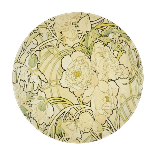 Alphonse Mucha Peonier Art Nouveau Blommönster (Framsidan)