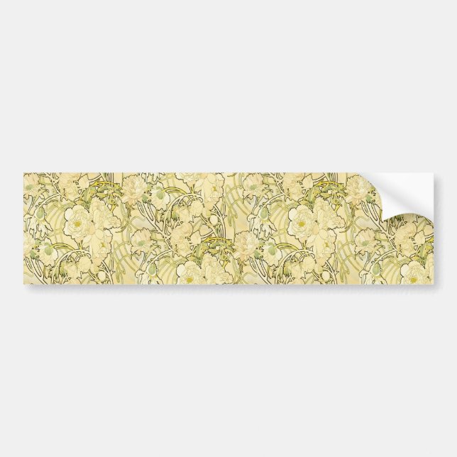 Alphonse Mucha Peonier Art Nouveau Blommönster Bildekal (Framsidan)