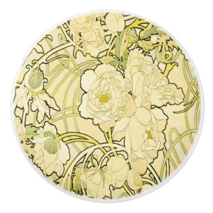 Alphonse Mucha Peonier Art Nouveau Blommönster Knopp