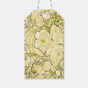 Alphonse Mucha Peonier Art Nouveau Blommönster Presentetikett