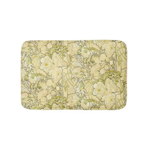 Alphonse Mucha Peonies Art Nouveau Blommönster Badrumsmatta
