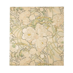 Alphonse Mucha Peonies Peony Ro Fawn 1897 Anteckningsblock