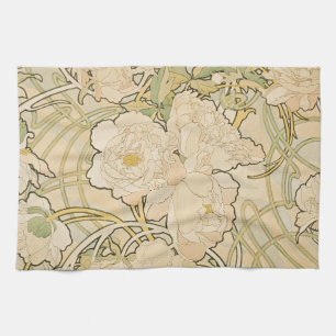 Alphonse Mucha Peonies Peony Ro Fawn 1897 Kökshandduk