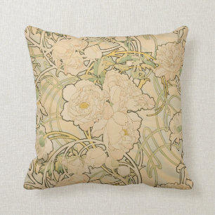 Alphonse Mucha Peonies Peony Ro Fawn 1897 Kudde