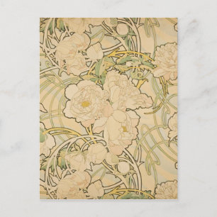 Alphonse Mucha Peonies Peony Ro Fawn 1897 Vykort