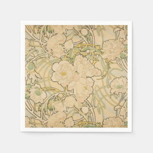 Alphonse Mucha Peonies Pion Rosor Fawn 1897 Pappersservett