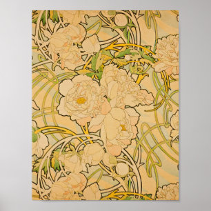 Alphonse Mucha - Peonies Poster
