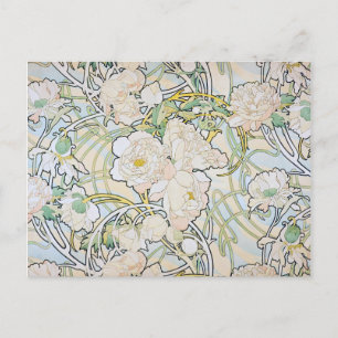 Alphonse Mucha Peonies Vykort