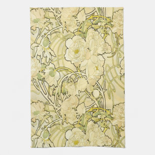 Alphonse Mucha Pionér Art Nouveau Blommönster Kökshandduk