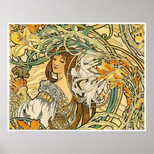 Alphonse Mucha Poster: Blommor Poster