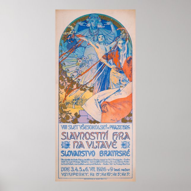 Alphonse Mucha Poster för Sokol Festival (1926) (Framsidan)