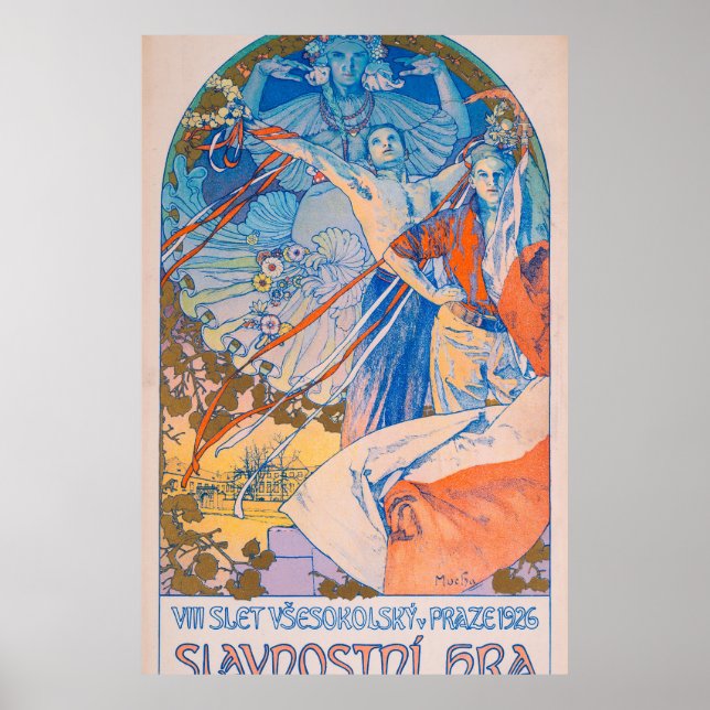 Alphonse Mucha Poster för Sokol Festival (1926) (Framsidan)