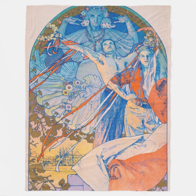 Alphonse Mucha Poster för Sokol Festival (1926) Fleecefilt (Framsidan)